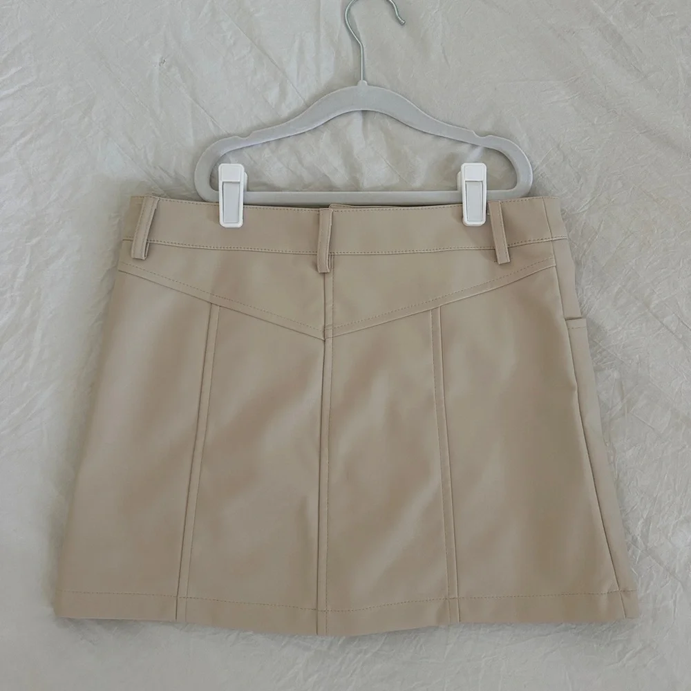Tan Leather Mini Skirt - Picture 2 of 2